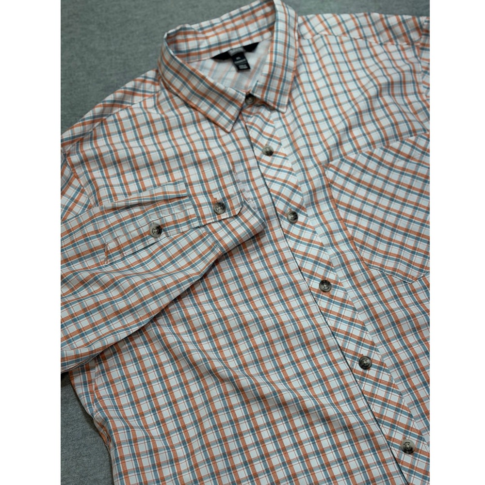 Alaskan Hardgear Plaid Vented Lightweight Fishing Button Up Shirt XL OrangeBlue